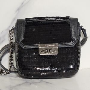 Elegant Black Sequined  Crossbody Handbag